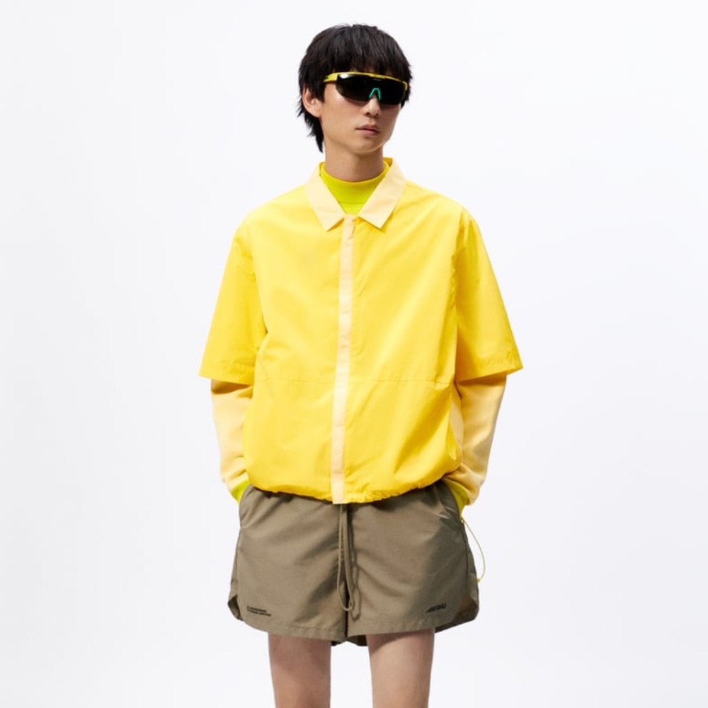 NEW RHUIGI X ZARA RHU Collection RHUDE Yellow Technical Boxy Fit Shirt sz M